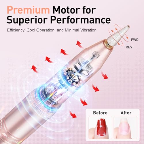 Cordless Nail Drill with 11 Bits, Rechargeable Efile for Acrylic Gel