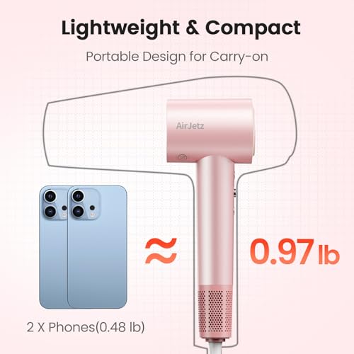 AirJetz Ionic Hair Dryer with Diffuser - 160,000 RPM Fast Drying