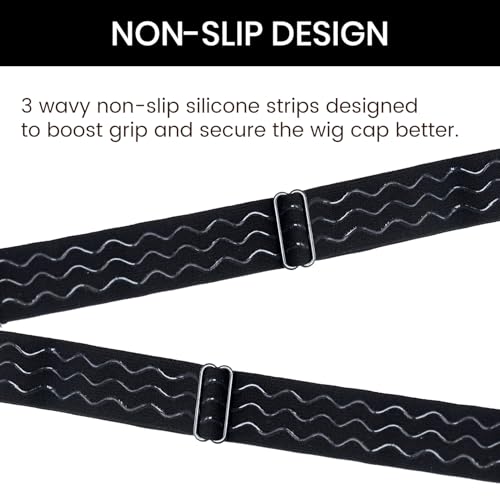 Adjustable Elastic Wig Band with Hooks No Slip Band 3 Pack Black - Wig Accessories