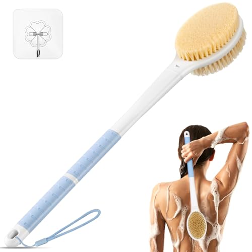 Rafow Back Scrubber Brush with 18.1" Long Handle & Dual Bristles