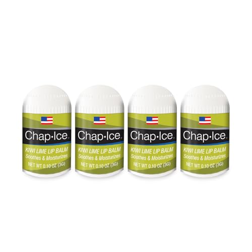 Kiwi Flavor - Chap-Ice Mini Lip Balm, 4 count - Made in USA, 0.10 Oz, Push-Up Style, Hydrating Lip Care for Smooth and Soft Lips, Compact Size for Travel, Perfect for Daily Use - 4ct