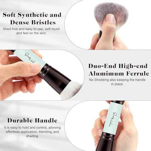 START MAKERS Makeup Brush Set 5Pcs, Dual-Ended Foundation Contour Concealer Blush Powder Bronzer Eyeshadow Brushes for Liquid, Cream, Powder, Blending, Buffing, Stippling Face Make up Tools