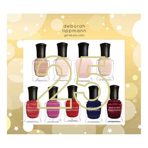 Deborah Lippmann Nail Polish, Gel Lab Pro Set | Treatment Enriched for Nail Health, Wear and Shine | No Lamps or Tools & 21-Free | 25th-Anniversary, 9 Bottles
