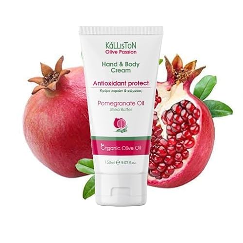 Kalliston, Pomegranate Infused Extract Lotion, Organic Extra Virgin Olive Oil, Hand & Body Cream, Cruelty Free, Made in Historic Crete, Greece, 5 oz. Each Tube, Pack of 2
