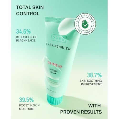 BRING GREEN Tea Tree Cica Soothing Cream Plus 100ml Korean Skin care (Pack of 2)