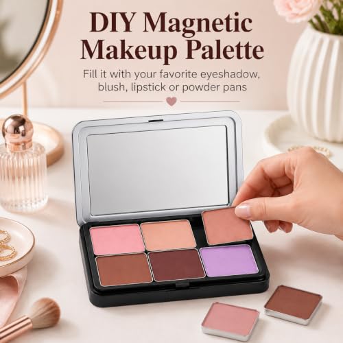 VOSCHOIX Magnetic Refillable Makeup Palette 2 Pack Portable with Mirror