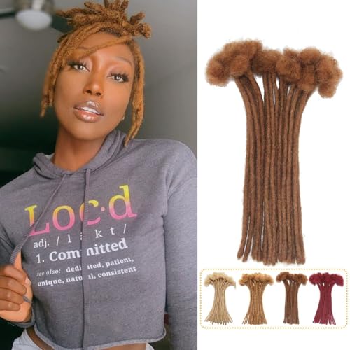 Brown Loc Extensions Human Hair 0.4 cm 8 Inch 30 Strands #30 Dreadlock Extensions Human Hair Loc Extensions Dreads Extensions for Men Women Kids Real Human Hair Locs Handmade Permanent Locs