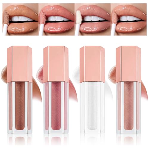 4-Piece Shimmer Lip Gloss Kit - High Shine, Hydrating Formula