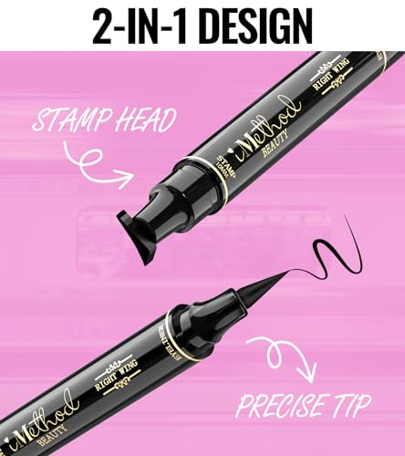 Eyeliner Stamp - 2021 iMethod 2 Pens Winged Eyeliner Stamp, Eyeliner Stamp Wingliner, Perfect Wing Cat Eye Stamp, Wing Eyeliner Stamp Tool, Liquid Eye Liner, Waterproof & Smudgeproof, 10 mm