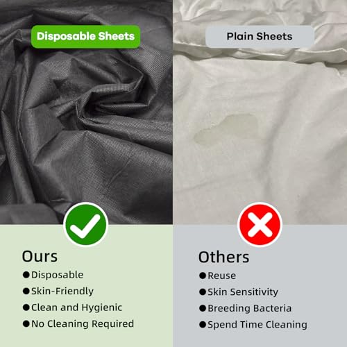 Disposable Massage Table Sheets 100 Pack - 31" x 79" Black Non-Woven Spa Bed Covers