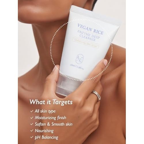 LICORNE Vegan Rice Enzyme Purifying Cleanser (3.38 fl oz) - Exfoliating Face Wash for Pores & Blackheads - Korean Rice Water Foam Cleanser - Deep Pore Purifying & Makeup Remover for Radiant Glow