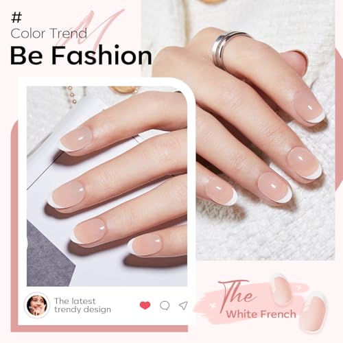 French Tip Press On Nails 32Pc Short Oval Fake Nails Kit