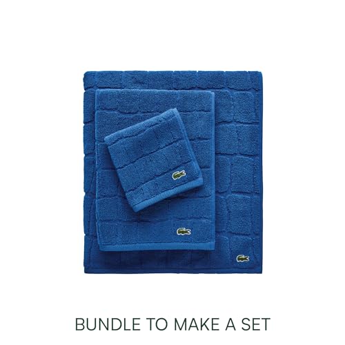 Lacoste Croc Scale 100% Cotton Towels ? Highly Absorbent & Quick Drying, Premium Super Soft Bath Towel, Bathroom Essential, Gift for All Occasions, Machine Washable, Surf Blue, 13" x 13" Wash Cloth