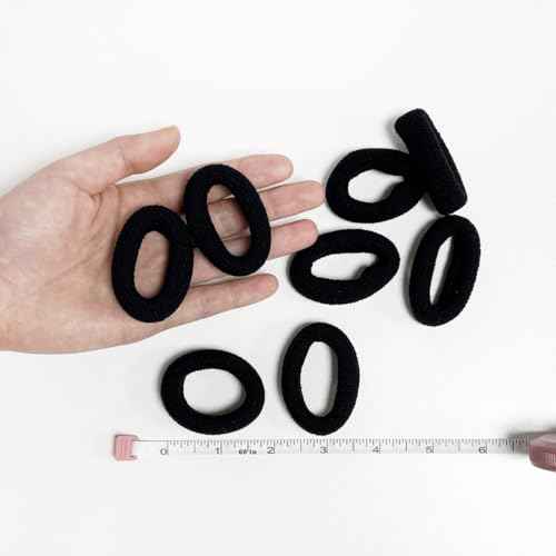 Thick Fit Elastic Hair Bands No Damage Seamless Hair Ties for Heavy, Curly Hair Soft Pony Holders Elastics Hair Bands 8pcs(Black)