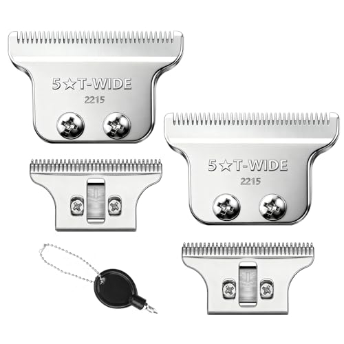 2215 Adjustable Zero-Gap T Blade Replacement for Wahl 5 Star Detailer Li Trimmer Models 8081/8171 (Silver-2PCS)