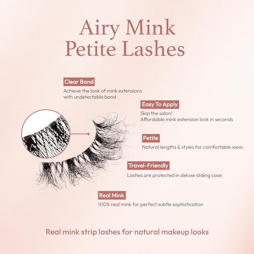 i•ENVY Airy Mink False Eyelashes - 100% Real Mink, Clear Band