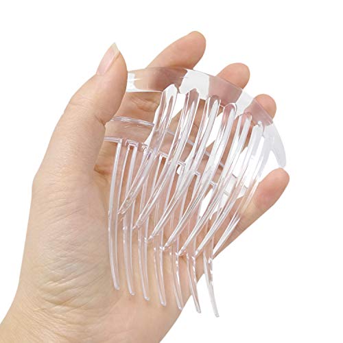 Honbay 6-Piece Clear Plastic French Twist Side Hair Combs, 7-Tooth (4-Inch)