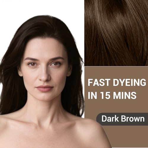 Dark Brown Hair Dye Shampoo for Grey Hair Coverage