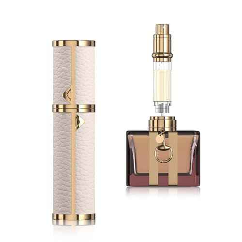 Portable Mini Refillable Atomizer, Cowhide Material, Travel Perfume Bottle Refillable-Your Travel and Business Necessities, 5ml (White)