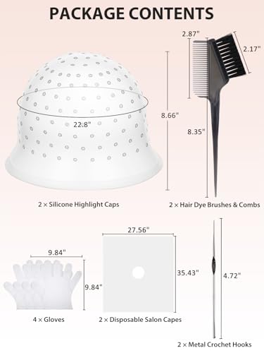 YOOVR Hair Highlighting Kit with Pre-Punched Silicone Caps & Metal Hooks