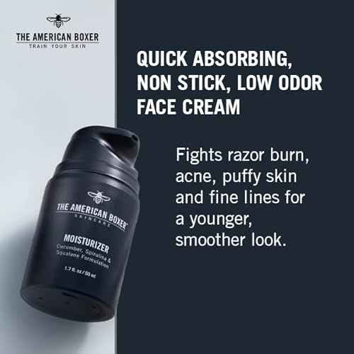 Mens Face Moisturizer, Hydrates Dry Skin, Soothes Irritation, Eliminates Razor Burn & Redness, Daily Use Moisturizing Face Cream, Anti Aging & Anti Wrinkle, Fragrance Free, No Sticking, No Strong Odor