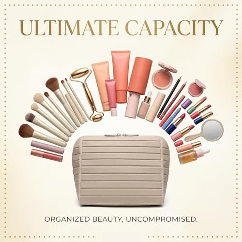 Parallel Traveler Makeup Bag with Brush Holder - Striped Apricot S