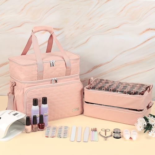 HOMEST Nail Polish Organizer - 80 Bottle Capacity with Lamp Storage