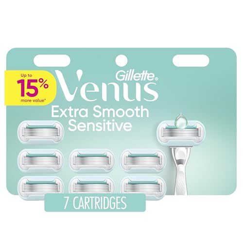 Gillette Venus Extra Smooth Sensitive Women¡¯s Razor Blades for Sensitive Skin, 5-Bladed Razor Refills, 7 Count