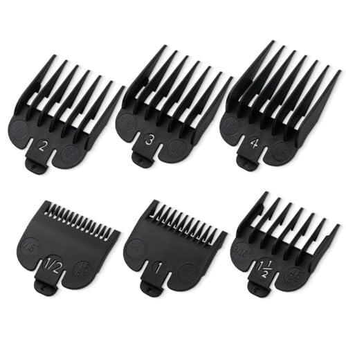 Wahl Clipper Guards Set 6-Piece 1/16" to 1/2" Black