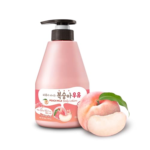 WELCOS Kwailnara Peach Milk Body Lotion & Body Wash Set ? Moisturizing & Revitalizing Korean Skincare Bundle with Peach Extract, 560g / 19.75oz Each
