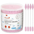 HOMEFOX Organic Cotton Swabs - 200 Count Spiral Pointed Tips