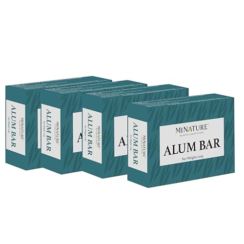 Mi Nature Pure Alum Bar Pack of 4(100g*4)|Natural Phitkari Block |Potassium Alum Stone |Shaving Bar |Skin Astringent |Water Clarifier |Odor Control