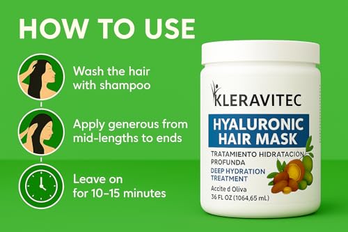 Hyaluronic Hair Mask with Olive & Jojoba Oil - Deep Hydration & Shine - 36 OZ
