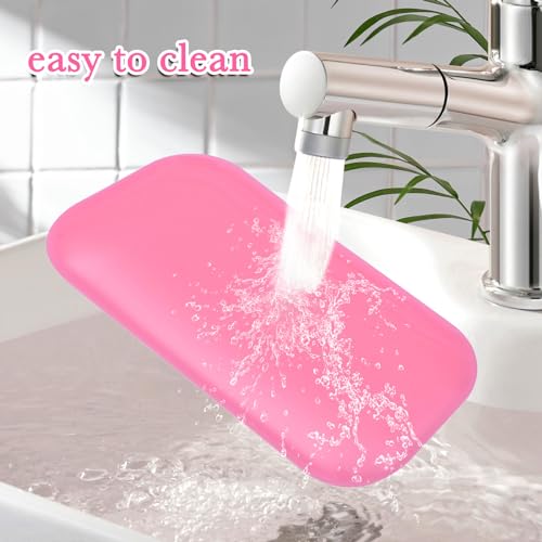 RONRONS Lash Pads for Eyelash Extensions, Sticky Pad for Lashes, Silicone Lash Pad Pink Eye Pads Lash Extensions Gel Pads False Eye Lashes Holder Tray for Eyelashes Reusable 10 Pack