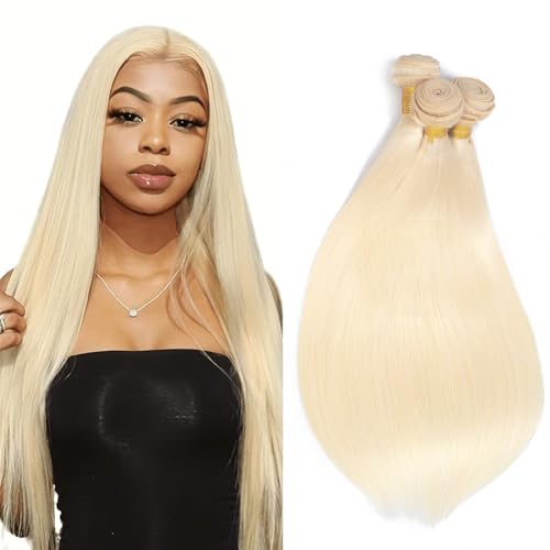613 Blonde Straight Human Hair Bundles - 3 Pack, 150g