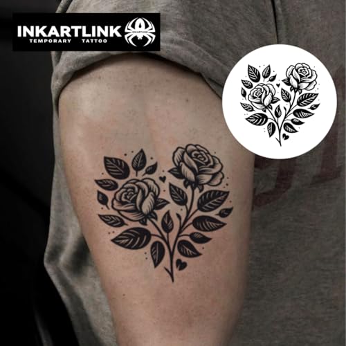 INKARTLINK Semi-Permanent Tattoo Stickers - Rose Duo Design