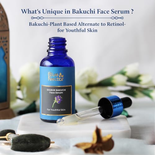 Blue Nectar Bakuchiol Anti Aging Serum for Fine Lines (1 Fl Oz) & Paired Walnut Gel Face Scrub, delicately exfoliating for both Women & Men (1.76 Oz)