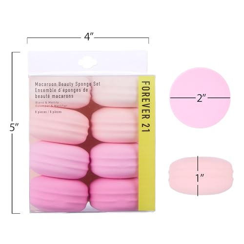 Macaroon Beauty Sponge Set - 8pc Makeup Applicators For Blending & Mattifying - Pink Macaron Beauty Blender Makeup Sponge Collection
