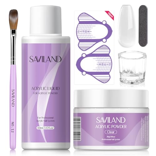 SAVILAND Acrylic Nail Kit for Beginners - Home DIY Manicure Set with Essential Supplies