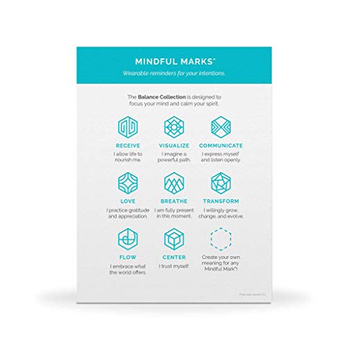 Mindful Marks (Platinum) 31 Tiny Temporary Tattoos Mindfulness Stickers - Inspirational Gifts for Women - Simple Mindfulness Meditation Tools for Mental Health Awareness
