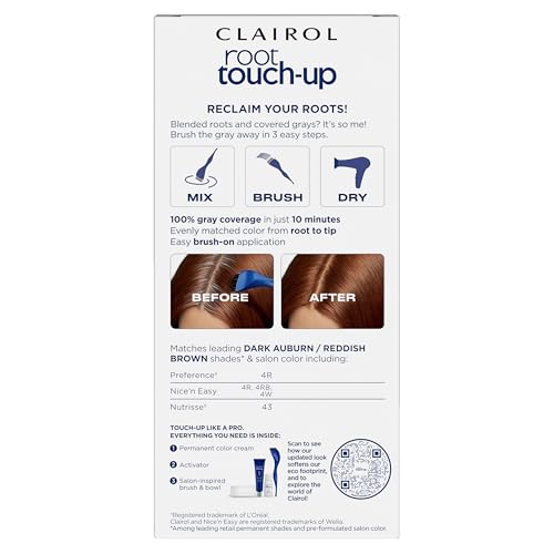 Clairol Root Touch Up Permanent Hair Dye 4R Dark Auburn Reddish Brown 1.1 Fl Oz