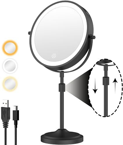 8.6" Lighted Makeup Mirror 1X/10X Magnification Rechargeable