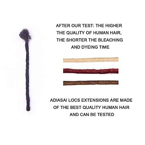 0.4cm Width 4 Inch 60 Strands 100% Human Hair Loc Extensions, Full Handmade Dreadlock Extensions for Men Women Kids Can Be Dyed and Bleached with Needle and Comb 100% Unprocessed Natural Black