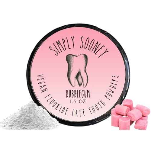 Simply Sooney Remineralizing Vegan Mineral Tooth Powder I Bubblegum Formula for Kids I Natural Whitening I Stronger Teeth 1.5oz (1.5 oz jar)