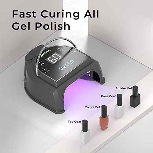 80W Professional Cordless UV LED Nail Lamp, UV Lights for Nails with 45 Beads and Rechargeable Battery, Portable LED Gel Nail Curing Dryer, Nail Polish Machine for Salon or Home, Black