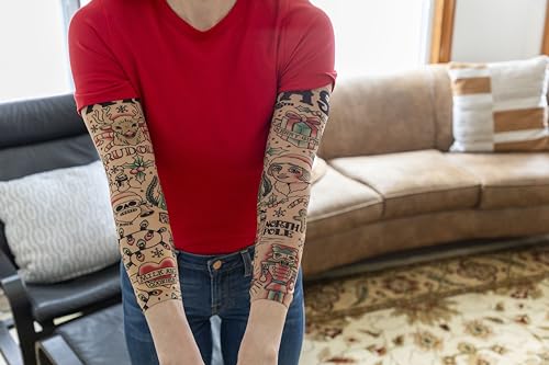 Prank-O Fake Temporary Tattoo Sleeves Pair - Holiday Arm Accessories