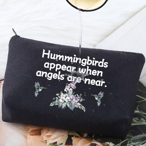G2TUP Hummingbird Lover Cosmetic Bag Memorial Gift Sympathy Organizer Pouch Hummingbirds Appear When Angels Are Near (Hummingbird black)