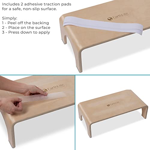 EARTHLITE Wooden Step Stool - Sturdy Hardwood Maple Bed & Massage Step