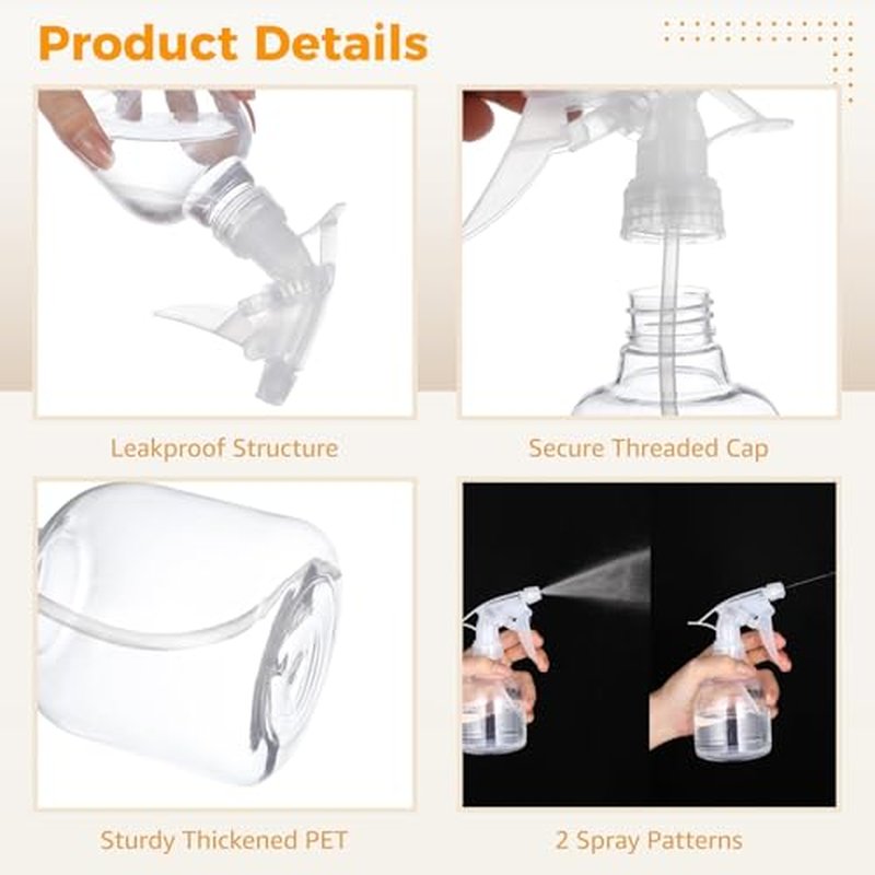 24 Pack 8 oz Refillable Spray Bottles with Adjustable Nozzles