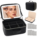 Travel Makeup Bag with LED Mirror & 10X Magnifying - Large Cosmetic Organizer